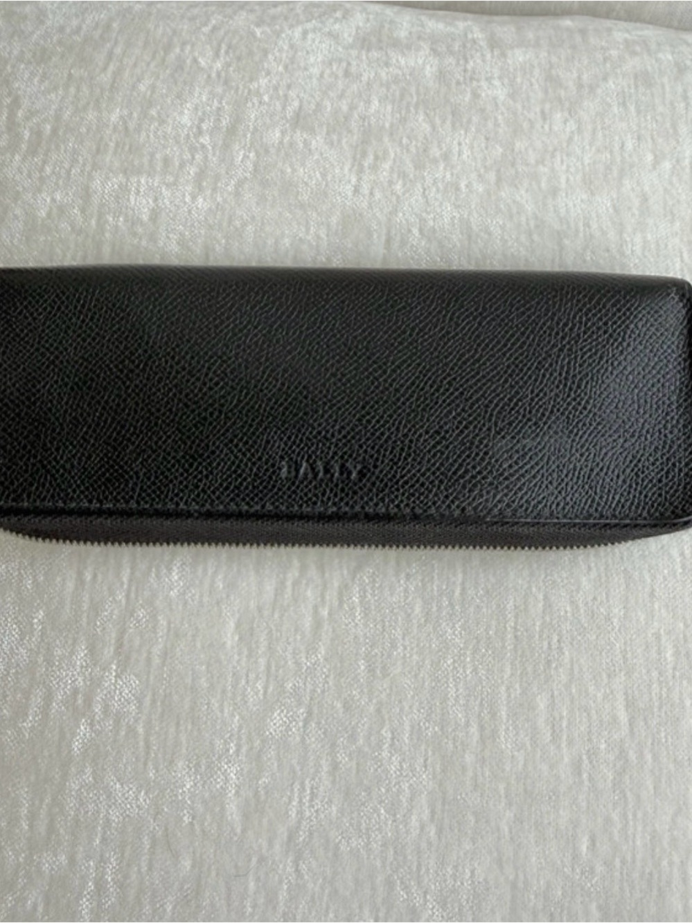 Bally Black Textured Leather Zip Wallet